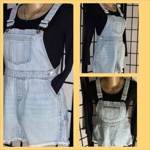 ART CLASS |  GIRLS LIGHT WASH |  DENIM Cut-Off Short Bib OVERALLS. SZ.MED |